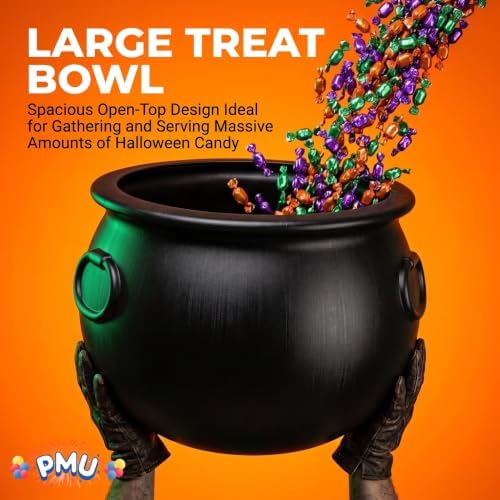 Large Cauldron 18in, Black Witches Cauldron Bowl for Halloween Decor, alternate view 7