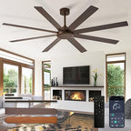 Large Ceiling Fan without Light: 72 Inch Indoor/Outdoor Fan Reversible DC Motor 6 Speed - Dual 8 Blades Big