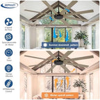 Large Ceiling Fan without Light: 72 Inch Indoor/Outdoor Fan Reversible DC Motor 6 Speed - Dual 8 Blades Big, alternate view 2