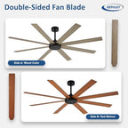 Large Ceiling Fan without Light: 72 Inch Indoor/Outdoor Fan Reversible DC Motor 6 Speed - Dual 8 Blades Big, alternate view 5