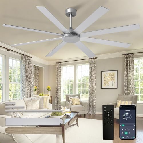 Large Ceiling Fan without Light: 72 Inch Indoor/Outdoor Fan Reversible DC Motor 6 Speed - Dual 8 Blades Big