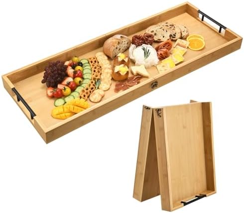 Large Charcuterie Board w/Handles, 32x12in Foldable Cheese Boards in Tan