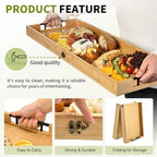 Large Charcuterie Board w/Handles, 32x12in Foldable Cheese Boards in Tan, alternate view 4