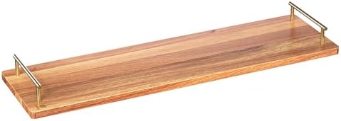 Large Charcuterie Board with Metal Handles - 32" Acacia Wood Serving Board for Cheese, Meat & Appetizers - Extra