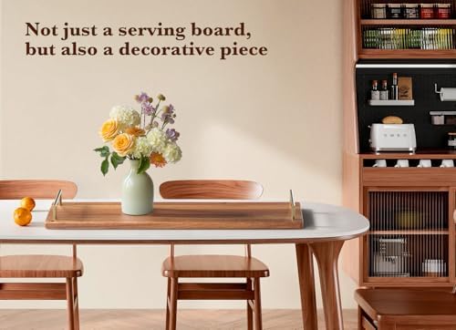 Large Charcuterie Board with Metal Handles - 32" Acacia Wood Serving Board for Cheese, Meat & Appetizers - Extra, alternate