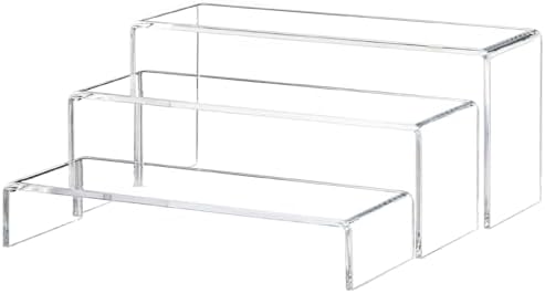 Large Clear Acrylic Risers Display Stands,3 Pcs Rectangular Display Risers for Funko Pop, Figures, Food