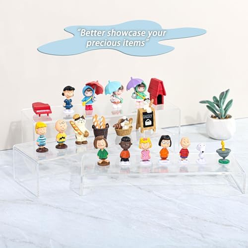 Large Clear Acrylic Risers Display Stands,3 Pcs Rectangular Display Risers for Funko Pop, Figures, Food, alternate view 4