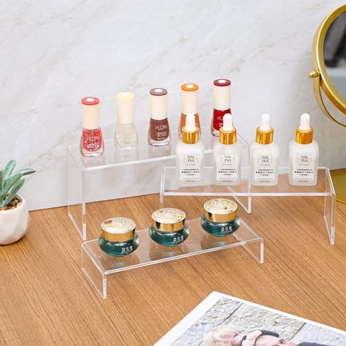 Large Clear Acrylic Risers Display Stands,3 Pcs Rectangular Display Risers for Funko Pop, Figures, Food, alternate view 5
