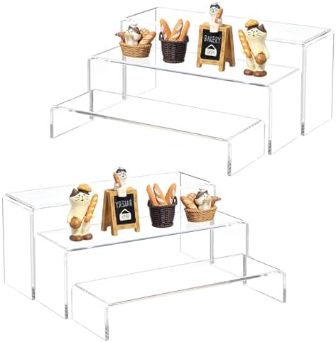 Large Clear Acrylic Risers Display Stands,6 Pcs Rectangular Display Risers for Funko Pop, Figures, Food