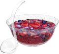 Large Clear Plastic Punch Bowl Set with Ladle, 8 Quart Serving Bowl for Parties, Clear Plastic 5 oz Serving