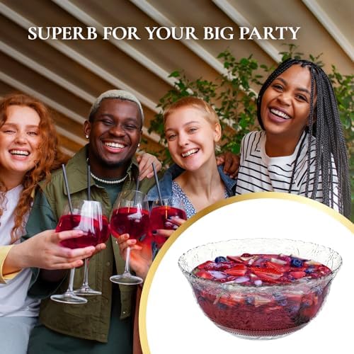 Large Clear Plastic Punch Bowl Set with Ladle, 8 Quart Serving Bowl for Parties, Clear Plastic 5 oz Serving, alternate view 7