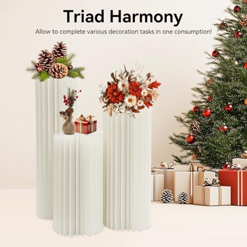 Large Cylinder Stands, Foldable Paper Columns Pillars Display, Cardboard Cylinder Tables Cake Stands, Round, alternate view 2
