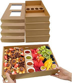 Large Disposable Charcuterie Boxes w/Lids Heavy Duty 10PK, Cardboard Picnic Pastry Boxes w/Wax Paper for 5-8