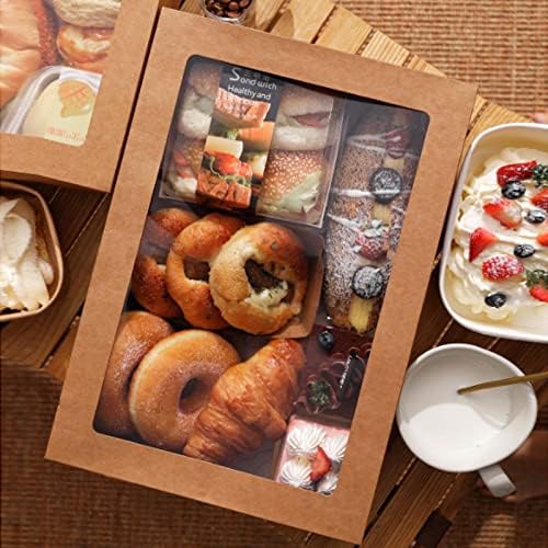 Large Disposable Charcuterie Boxes w/Lids Heavy Duty 10PK, Cardboard Picnic Pastry Boxes w/Wax Paper for 5-8, alternate view