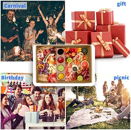 Large Disposable Charcuterie Boxes w/Lids Heavy Duty 10PK, Cardboard Picnic Pastry Boxes w/Wax Paper for 5-8, alternate view