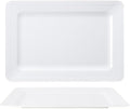 Large Dots Melamine Serving Tray,16"x11" Serving platters for Serving Food in Extra-Large in White - Set of 2