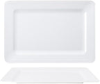 Large Dots Melamine Serving Tray,16"x11" Serving platters for Serving Food in Extra-Large in White - Set of 2