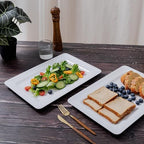 Large Dots Melamine Serving Tray,16"x11" Serving platters for Serving Food in Extra-Large in White - Set of 2, alternate view