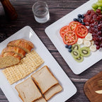 Large Dots Melamine Serving Tray,16"x11" Serving platters for Serving Food in Extra-Large in White - Set of 2, alternate view