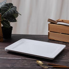 Large Dots Melamine Serving Tray,16"x11" Serving platters for Serving Food in Extra-Large in White - Set of 2, alternate view