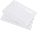 Large Dots Melamine Serving Tray,16"x11" Serving platters for Serving Food in Extra-Large in White - Set of 2, alternate view