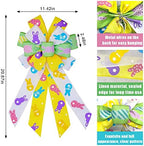 Large Easter Wreath Bows for Front Door Decorations, White Green Yellow Burlap Bow Easter Bunny Rabbits, alternate view 2