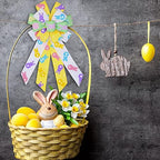Large Easter Wreath Bows for Front Door Decorations, White Green Yellow Burlap Bow Easter Bunny Rabbits, alternate view 5