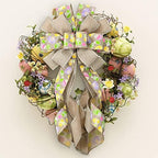 Large Easter Wreath Bows for Front Door, Flaxen Burlap Bows Easter Eggs Bow Holiday Spring Tree Topper Bows for, alternate