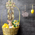 Large Easter Wreath Bows for Front Door, Flaxen Burlap Bows Easter Eggs Bow Holiday Spring Tree Topper Bows for, alternate
