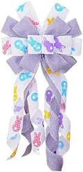 Large Easter Wreath Bows for Front Door, Purple Bunny Burlap Bow Spring Multicolor Tree Topper Bows for Wreath