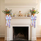 Large Easter Wreath Bows for Front Door, Purple Bunny Burlap Bow Spring Multicolor Tree Topper Bows for Wreath, alternate