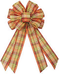 Large Fall Plaid Bow for Wreath, Autumn Thanksgiving Bow for Front Door Indoor Outdoor Wall Decoration Supplies
