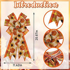 Large Fall Wreath Bows - Thanksgiving Plaid Burlap Bows for Wreaths, Sunflowers, Indoor/Outdoor Decoration, alternate view 2