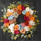 Large Fall Wreath with Hydrangea, 26 Inches Fall Wreaths for Front Door
