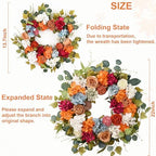 Large Fall Wreath with Hydrangea, 26 Inches Fall Wreaths for Front Door, alternate view 3