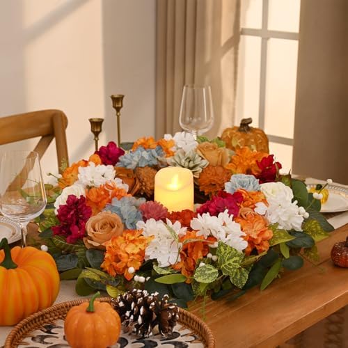 Large Fall Wreath with Hydrangea, 26 Inches Fall Wreaths for Front Door, alternate view 6