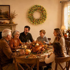 Large Fall Wreaths for Front Door, Fall Wreath 24 Inch, Handmade Boxwood Wreath with Cream Linen Sash, alternate view 2