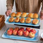 Large Farmhouse Melamine Serving Trays, Set of 2, 17 x 10 inches Serving Platters for Food Serving, Durable and, alternate