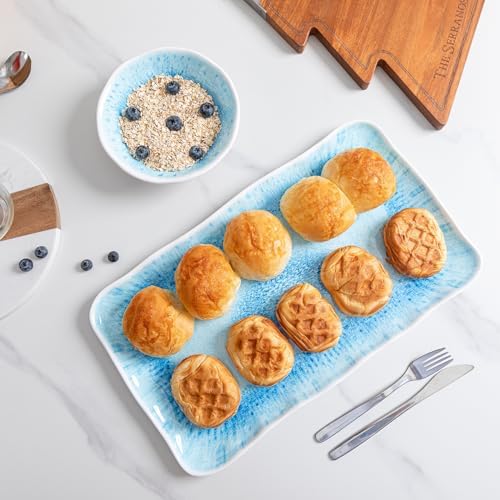 Large Farmhouse Melamine Serving Trays, Set of 2, 17 x 10 inches Serving Platters for Food Serving, Durable and, alternate