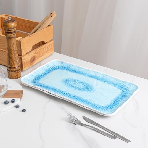 Large Farmhouse Melamine Serving Trays, Set of 2, 17 x 10 inches Serving Platters for Food Serving, Durable and, alternate