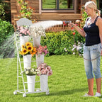 Large Flower Display Stand with 6 Buckets, 3 Tier Bloom Bar Flower Cart with Blackboard and Label Paper for, alternate view 4