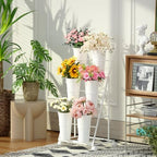 Large Flower Display Stand with 6 Buckets, 3 Tier Bloom Bar Flower Cart with Blackboard and Label Paper for, alternate view 5