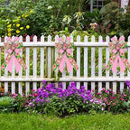 Large Flowers Bows for Wreath, Spring Tulips Wreath Bow Stripes Pink Burlap Farmhouse Craft Bow for Front Door, alternate