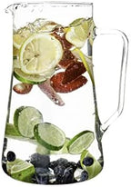 Large Glass Pitcher With Spout, 2.5 Quart (80 Ounce) Borosilicate Glass Iced Tea Pitchers with Handle, Angled