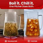 Large Glass Pitcher With Spout, 2.5 Quart (80 Ounce) Borosilicate Glass Iced Tea Pitchers with Handle, Angled, alternate view