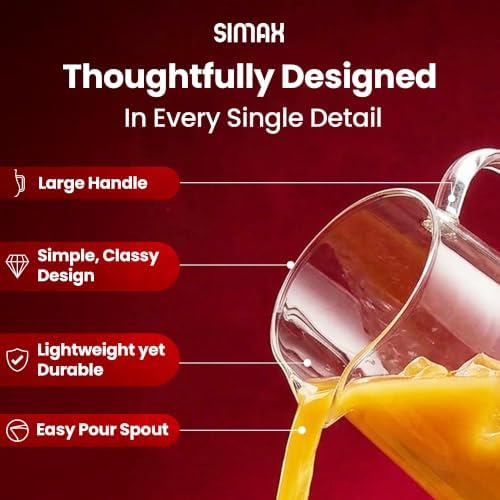 Large Glass Pitcher With Spout, 2.5 Quart (80 Ounce) Borosilicate Glass Iced Tea Pitchers with Handle, Angled, alternate view