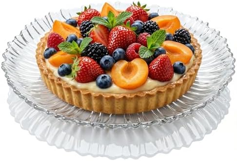 Large Glass Serving Platter 12.5” (31.5 cm) - Elegant Clear Presentation Plate for Cake, Desserts, Cheese