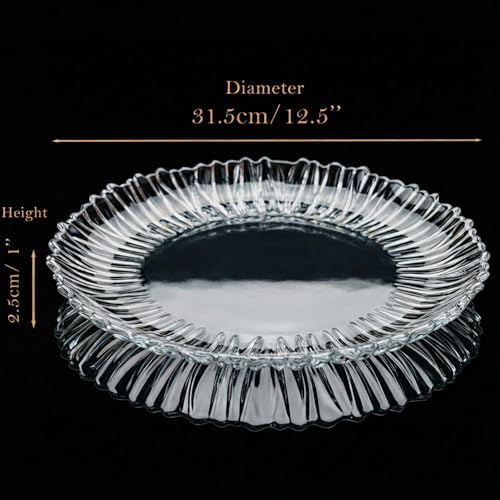 Large Glass Serving Platter 12.5” (31.5 cm) - Elegant Clear Presentation Plate for Cake, Desserts, Cheese, alternate view 3