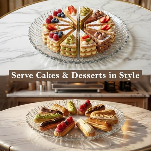 Large Glass Serving Platter 12.5” (31.5 cm) - Elegant Clear Presentation Plate for Cake, Desserts, Cheese, alternate view 4