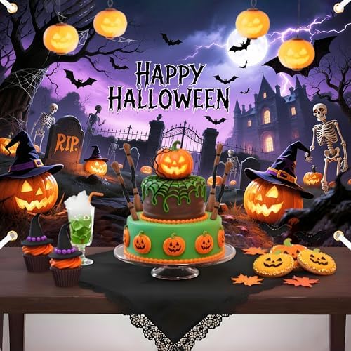 Large Halloween Backdrops for Photography 7x5ft for Halloween Party Decoration Spooky Backdrop Purple Sky Horror, alternate